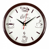 2222-275 (в кор.10шт.) - Часы настенные корпус коричневый "Coffee"Рубин", размер: d=22см, материал:  от магазина Светотехника