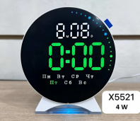 5521-4 W бел-зел (в кор. 1 шт.) Светодиодные часы. Часы работают от USB, есть резервное питание от б от магазина Светотехника