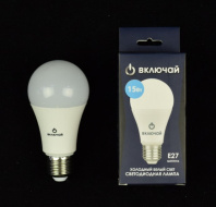 15W E27 A60 6500K 220V пластик+алюм.  Включай от магазина Светотехника